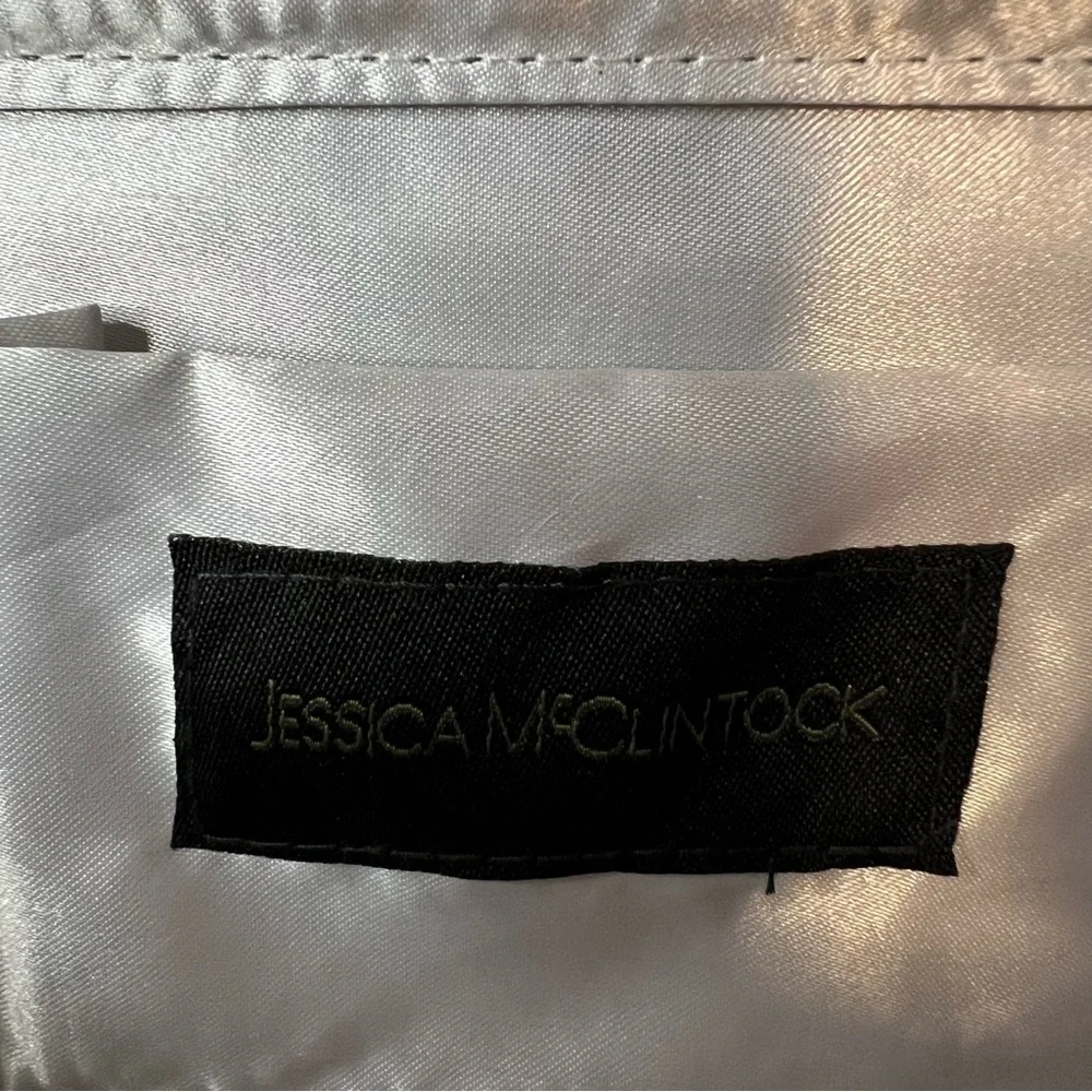 Jessica McClintock Gunne Sax Silver Metallic Mesh Evening Bag Purse